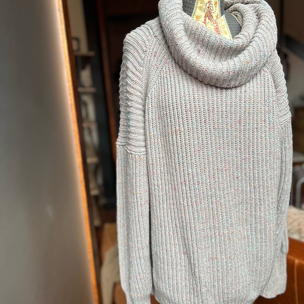 FP Movement by Free People Speckled Gray Cowl Neck Sweater - Picture 2 of 4